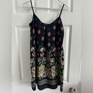 Navy paisley pattern dress